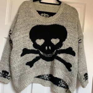 Grey Beige Skull Sweater
